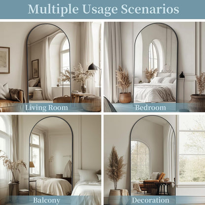 Full Length Mirror with Stand, 71"x28" Arched Full Body Large Stand Up Aluminum Frame Floor Standing Mirror, Freestanding Hanging Leaning Mounted for Bedroom Living Room Entryway Gold