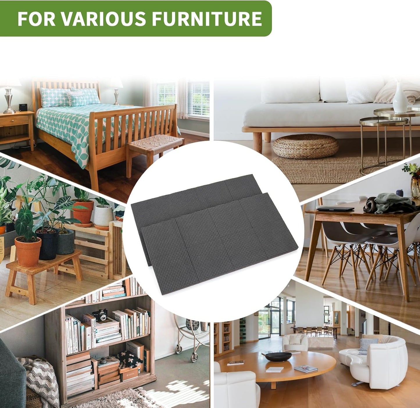 Non Slip Furniture Pads 36 PCS 1'' Square - Anti Slip Furniture Pads - Self Adhesive Rubber Feet Furniture Feet - Chair Leg Floor Protectors - Keep Furniture in Place