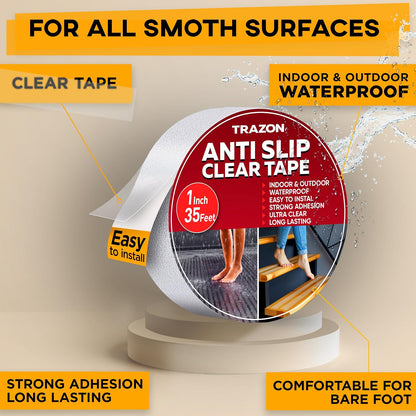 Grip Tape - Heavy Duty Anti Slip Tape for Stairs Outdoor/Indoor Waterproof 4Inch x 35Ft Safety Non Skid Roll for Stair Steps Ramp Traction Tread Staircases Grips Adhesive Non Slip Strips Walk Black