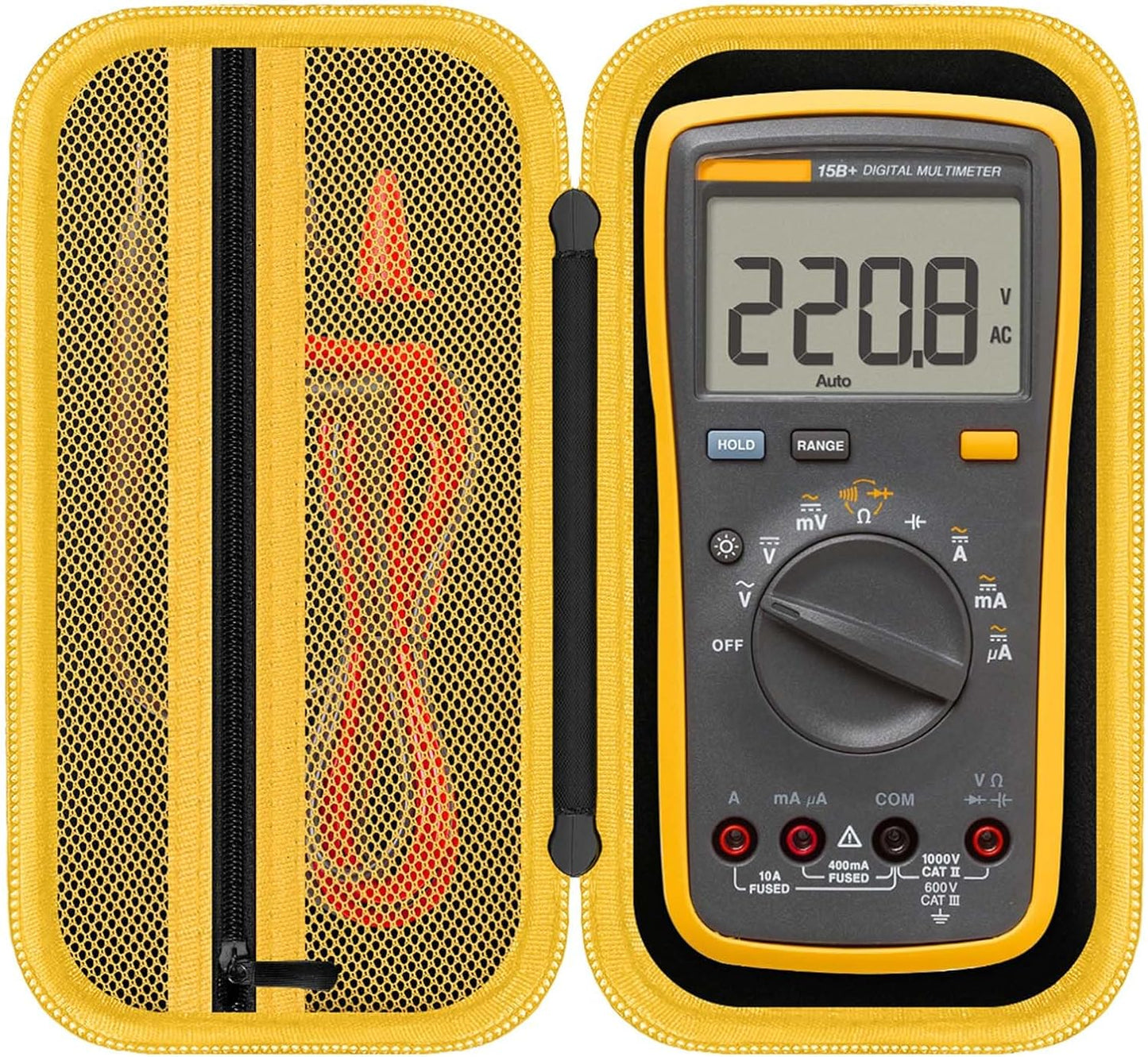 Carrying Case for Fluke 15B+/17B+/Fluke 101/117/115/116/114/113/177/179/233/106/107 Multimeter Testers and Accessories, Multimeter Storage Bag Organizer Box -Black (Case Only)