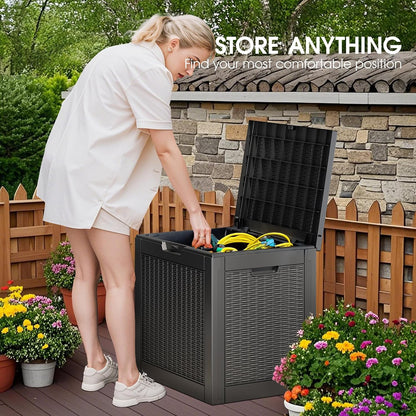 Outdoor Storage Deck Boxes Waterproof, Waterproof and UV Resistant Outdoor Storage Box Lockable Lid for Delivery Box, Indoor, Garden Tools, Pool Supplies, Patio (Black, 31 Gallon)