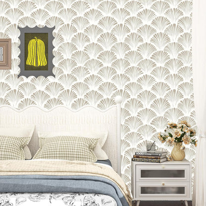 BOKEBEVE Leaves Contact Paper Floral Wallpaper Stick and Peel Boho Damask Wall Paper for Liner Drawer Cabinet Backsplash Renter Friendly Waterproof 17.5 x 118In