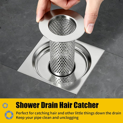 Bathroom Sink Drain Strainer, 304 Stainless Steel Hair Catcher for Bathtub Shower Floor Drain, Bathtub Drain Cover Strainer Basket Fit 1.1" to 1.97" Drain Hole (2PCS)