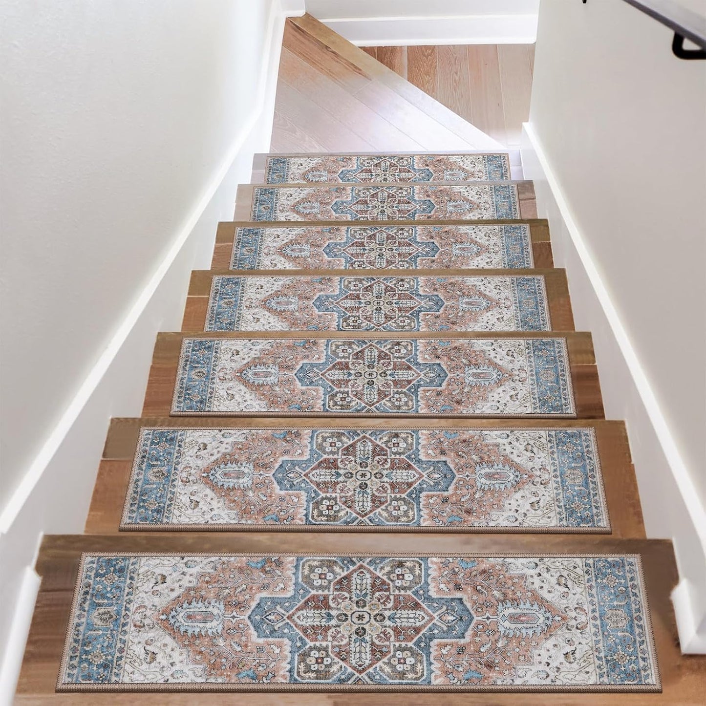 OJIA Stair Treads Non Slip for Wooden Steps Indoor 15PCS Carpet Stair Treads, Rubber Backing Stair Carpet Treads, Residue Free 8"x30" Staircase Step Treads Edging Stair Rugs for Kids & Pets, Gray