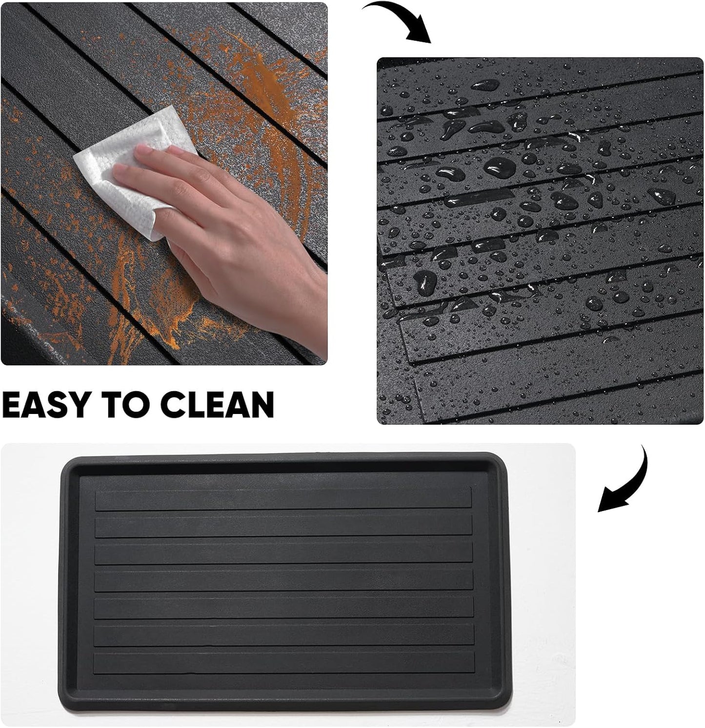 HIYARD Rubber Boot Tray for Entryway, Multipurpose Boot Mat, Shoe Tray, Shoe Mat for Indoor and Outdoor, 16x27.5, Black