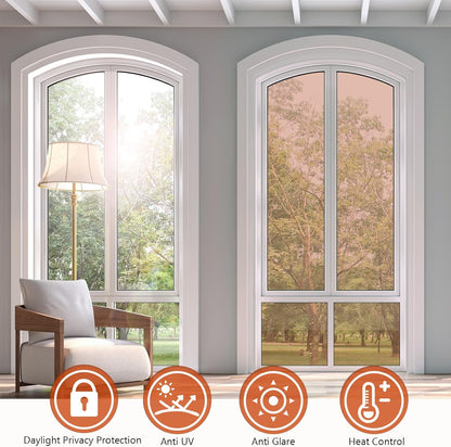 KESPEN Window Privacy Film Frosted Glass Heat Control UV Blocking Privacy Window Film for Glass Windows Static Cling Non-Adhesive Door Coverings Decals for Bathroom Home Office,17.5 Inch X 6.5 Feet