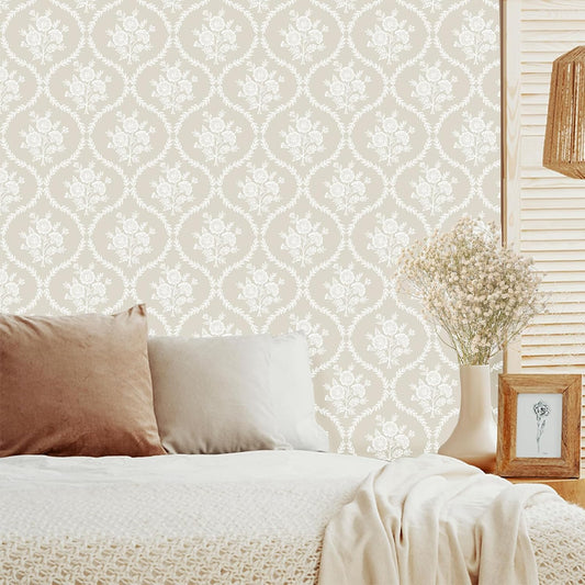 TACHIO Floral Peel and Stick Wallpaper French Country Contact Paper 17.5" x 118" Waterproof Self Adhesive Wall Paper for Bedroom Living Room & Accent Walls Vinyl Removable Renter Friendly