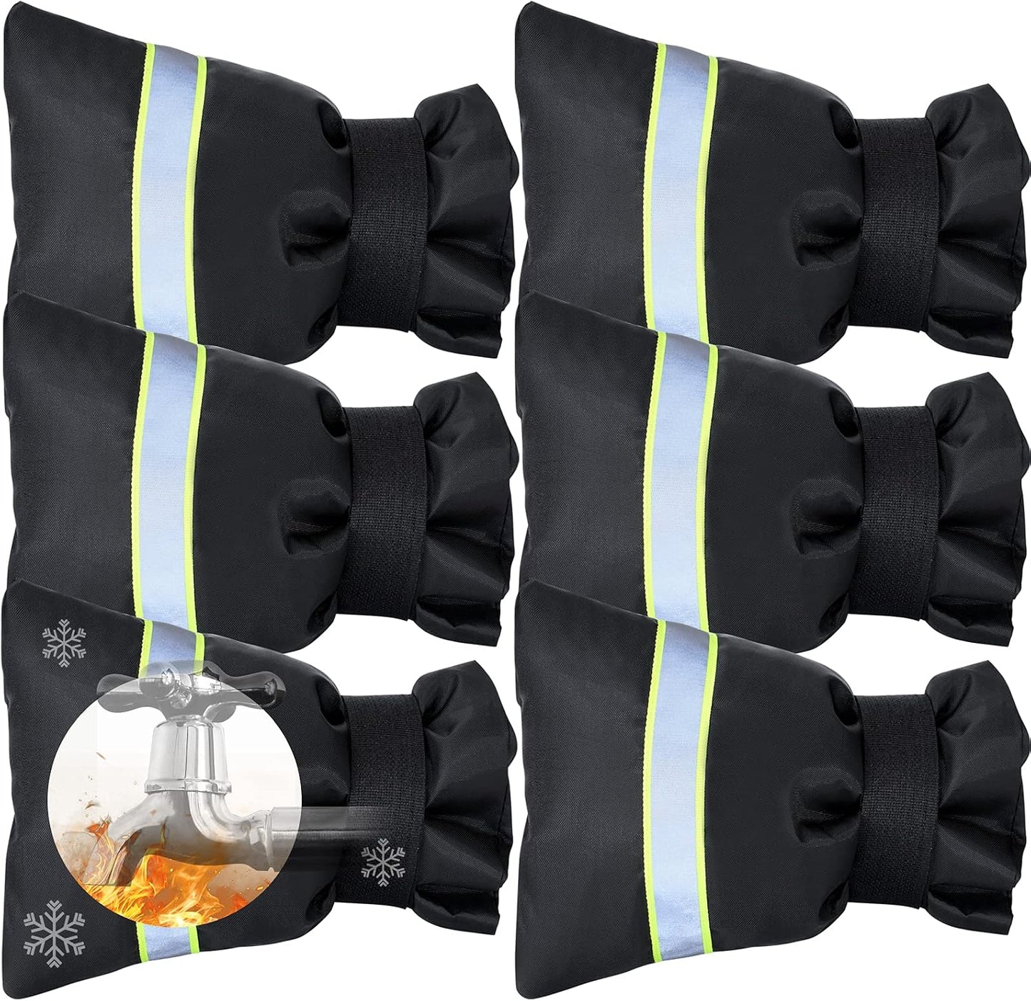 Faucet Cover for Winter Freeze Protection,Spigot Cover with Reflective Strips,Outside Faucet Cover for Cold Weather,Velcro Thickened Anti-Freeze Outdoor Faucet Socks,Reusable Hose Bib Covers (2PCS)