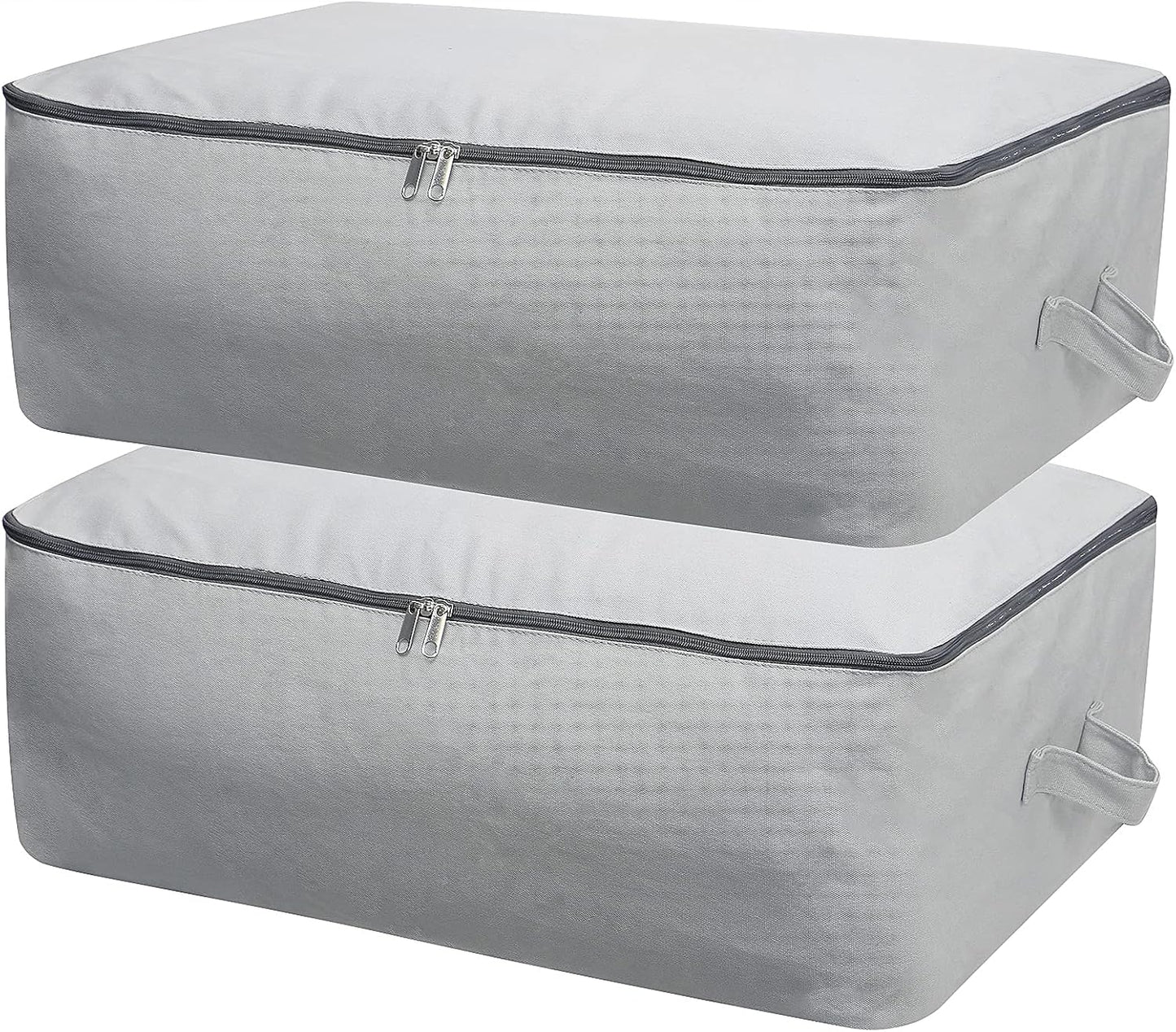 2PCS Canvas Storage Bag, 12OZ Thick Soft Breathable Closet Organizer for Beddings, Comforters, Pillows, Blankets, Clothes, 25.6×18.5×8.7inch, Beige