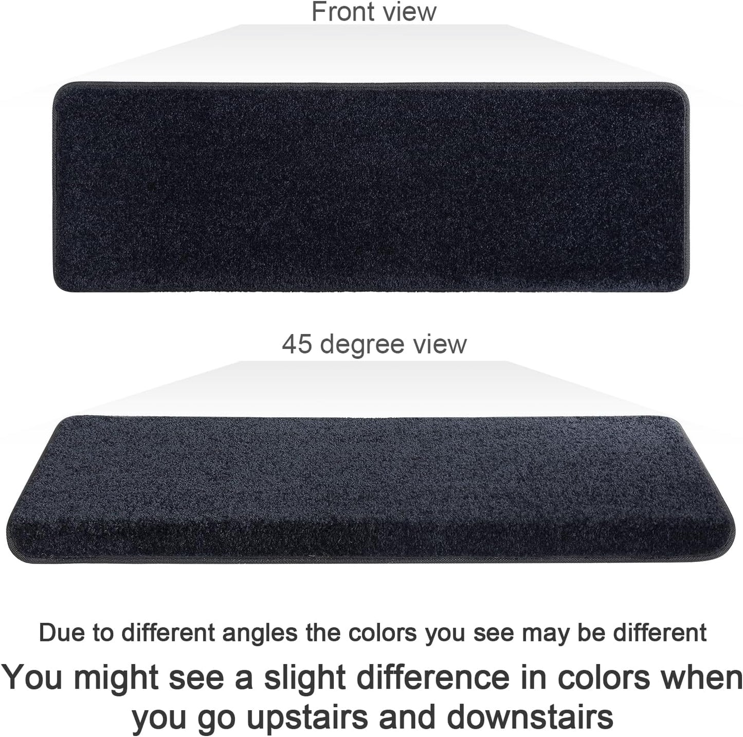 PURE ERA Carpet Stair Treads Tape Free Non Slip Indoor Stair Carpet Stair Protectors Pet-Friendly Non-Slip Skid Resistant Washable Reusable 8" x 30"(2 Pieces,Black)