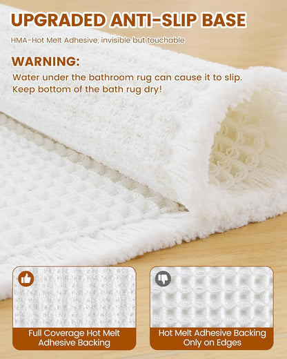 Smiry Waffle Bath Mat 30x20, Extra Soft Absorbent Bathroom Rugs, Non Slip Machine Washable Quick Dry Bath Rugs for Bathroom Floor, Tub, Shower, Home Decor Accessories, Brown