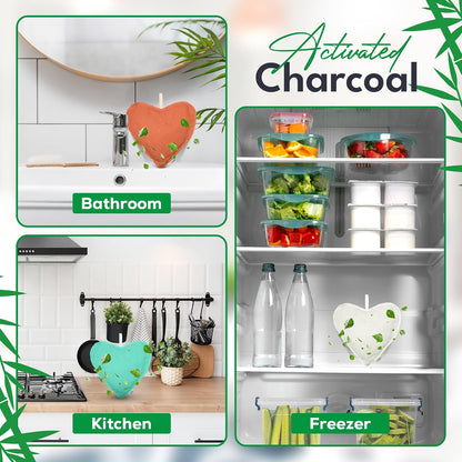 4 Pack Bamboo Charcoal Air Purifier Bags 200 Grams Each - Odor Absorber for Home, Car, Pets, Activated Charcoal Natural Freshener, Eco-Friendly & Reusable (Oval Shape)
