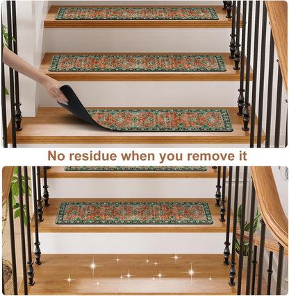 OJIA Extra Non-Slip Stair Treads for Wooden Steps 15PCS, 30"X8" Rubber Indoor Stair Runner Slip Resistant Stair Rugs Safety Mats for Dogs, Kids & Elders, Stairway Grip Step Treads, Gray