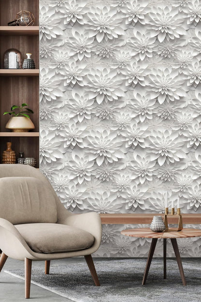 Floral Peel and Stick Wallpaper 3D Effect Interior Wall Décor Contact Paper Self Adhesive Removable Renter Friendly for Bedroom Living Cabinet Room 17.7in x 9.8ft (Not Textured Wallpaper