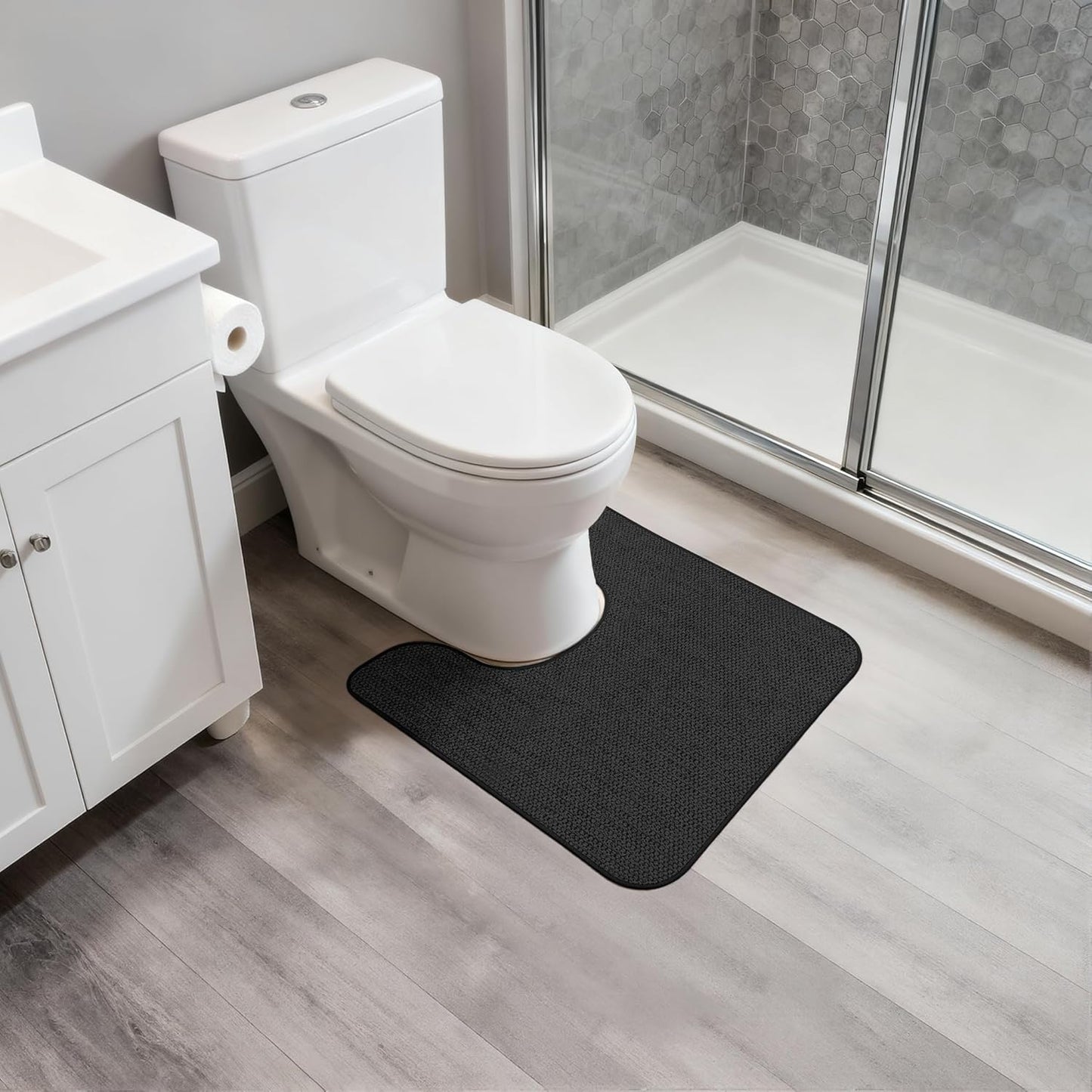 Bath Mat,Ultra Thin Bathroom Rugs,Rubber Bath Mats for Bathroom,No Slip Bath Rugs,Quick Dry,Machine Washable,Low Pile,Absorbent,Shower Outside,Sink,Home Decor Accessories.Grey,1'5"x2'3"(17x27Inch)