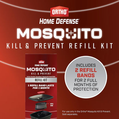Ortho Home Defense Mosquito Kill and Prevent - Controls Mosquitoes and Larvae, Silent, Easy-to-Use, Mosquito Killer Protects up to 4,300 sq. ft., 1 Station & 2 Bands for 2 Months Protection