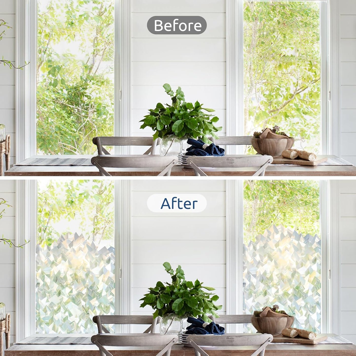 rabbitgoo Privacy Window Film Non Adhesive Frosted Glass Sun Blocking Self Static Cling Decorative for Home Kitchen Living Room, Removable and Reusable, 17.5 X 78.7 inches