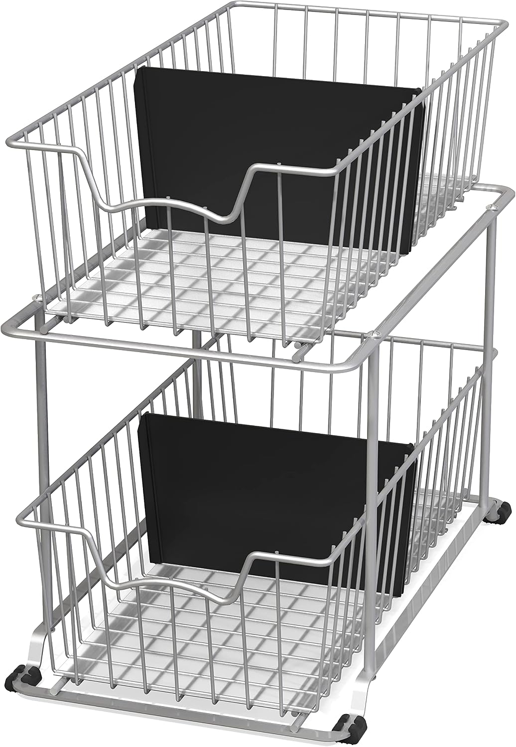 SimpleHouseware 2 Tier Cabinet Wire Basket Drawer Organizer, Brown