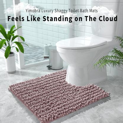 Yimobra Bathroom Rugs Non Slip Washable - Ultra Soft Absorbent Chenille Bath Mat, Quick Dry Shaggy Floor Carpet for Tub Shower, Gray Home Decor Accessories, 24x17 Inch