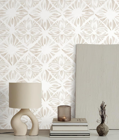 Boho Wallpaper Neutral Peel and Stick Wallpaper 78.7"x17.3" Geometric Wall Paper Beige and White Contact Paper Textured Removable Vinyl Waterproof for Bedroom Farmhouse Kitchen Bathroom