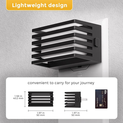 L LOHAS LED Motion Sensor Night Lights, [2 Pack] Dimmable Night Light Plug into Wall with Dusk-to-Dawn Sensor, Adjustable Brightness, 3000K Plug in Nightlight for Bedroom Bathroom Hallway (Black)