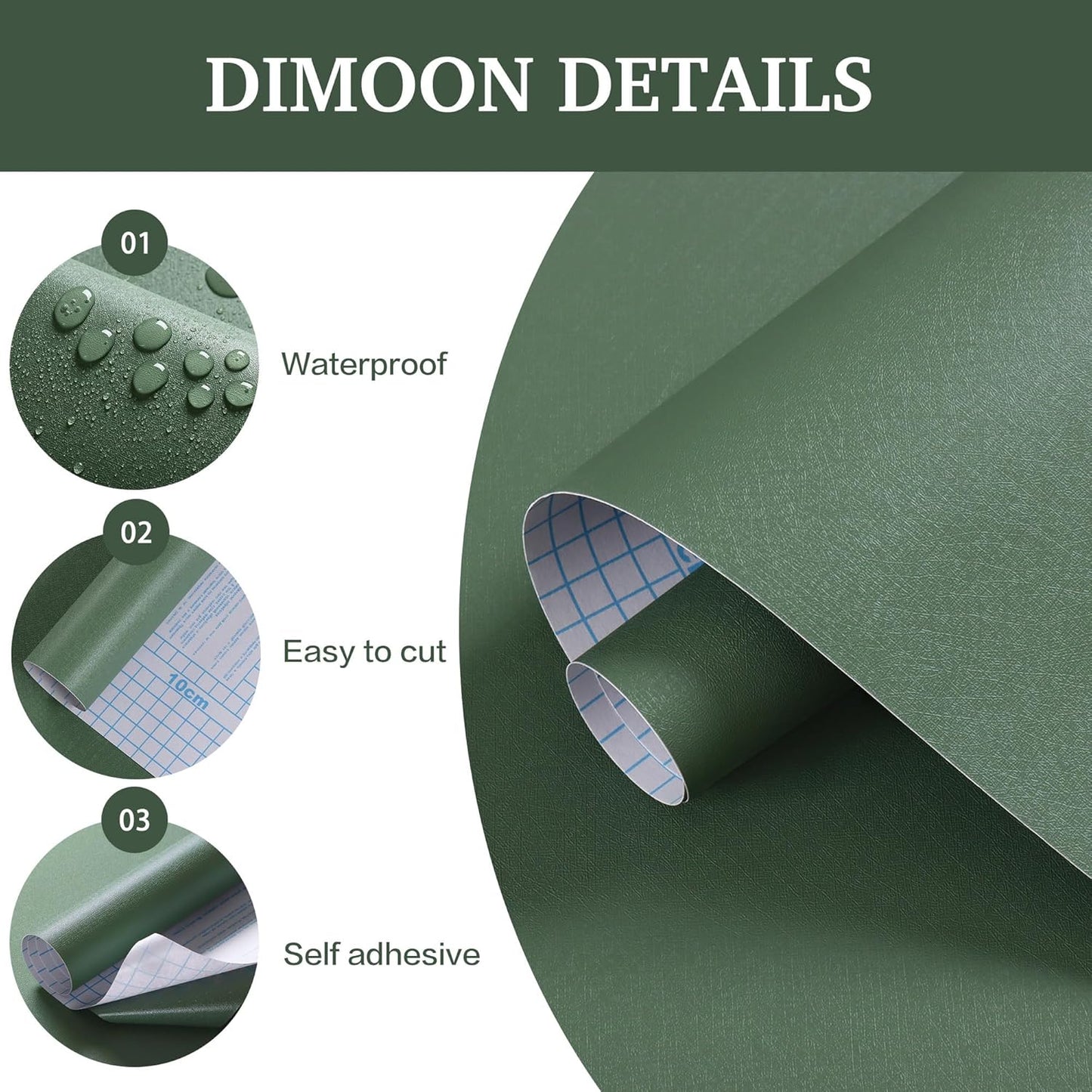 Dimoon 17.7''x118'' Peel and Stick Wallpaper White Contact Paper for New Environmentally Friendly Materials Thickening Upgrade Embossed Renter Friendly Wall Paper Modern Vinyl Wrap Countertop Bedroom
