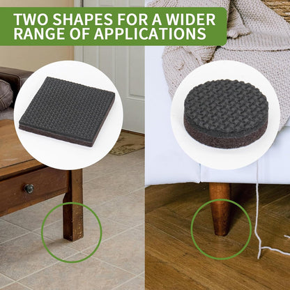 Non Slip Furniture Pads 36 PCS 1'' Square - Anti Slip Furniture Pads - Self Adhesive Rubber Feet Furniture Feet - Chair Leg Floor Protectors - Keep Furniture in Place