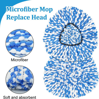 Spin Mop Handle, Mop Heads Replacements,Scrubber Brush and Mop Base Compatible with Ocedar RinseClean 2-Tank System, Mop Handle and Head Replacement Combo Set for Wet Dry Use Floor Cleaning