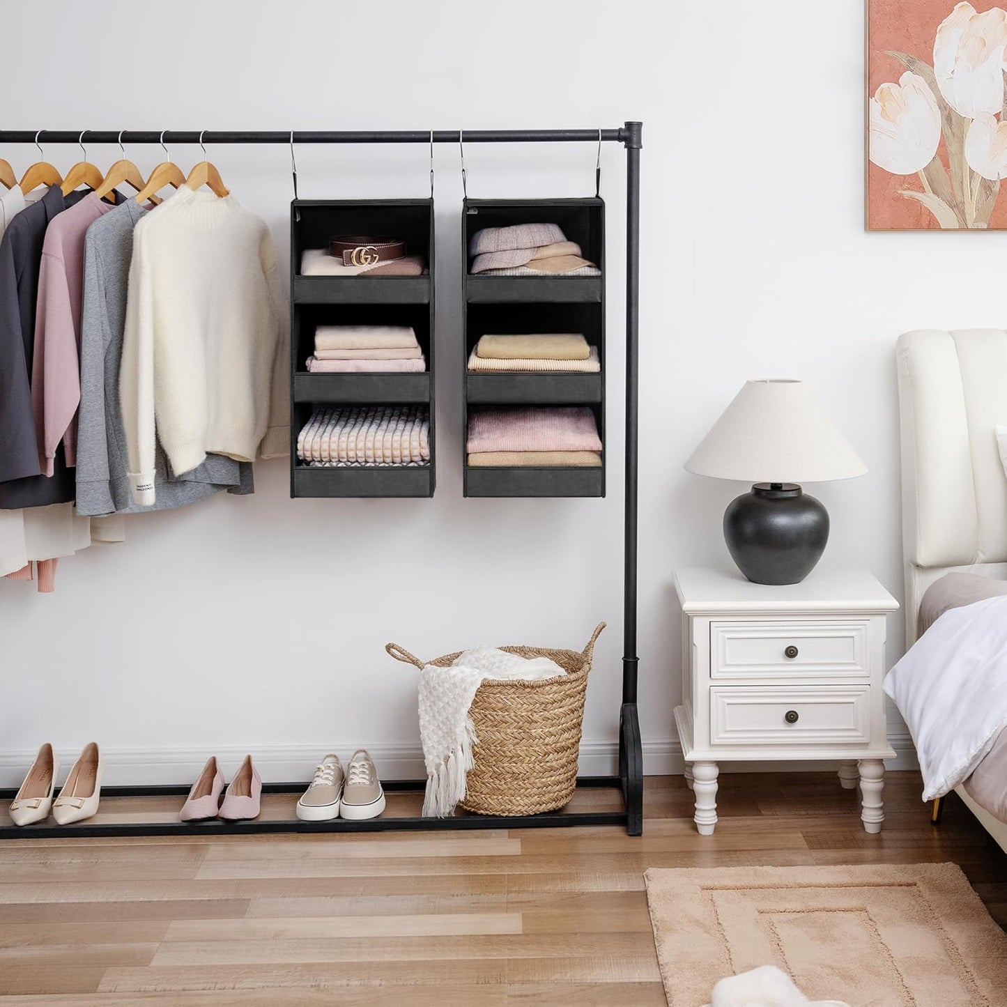GRANNY SAYS 3-Shelf Hanging Closet Organizer and Storage, Collapsible Hanging Closet Shelves, Hanging Organizer for Closet & RV, Gray, 29 ½" H X 12" W X 12" D, 1-Pack