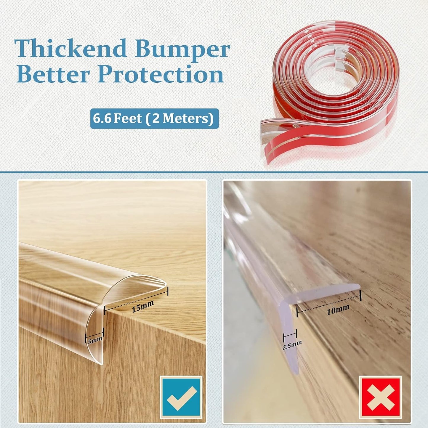 Edge Protector Baby Proofing Corner Protectors Silicone Desk Edge Cushion Child Safety Edge Covers Bumper for Table, Cabinets, Crib, 13ft x 1.2 Inch Edge Protector Strip with 4 Pack Corner Guards