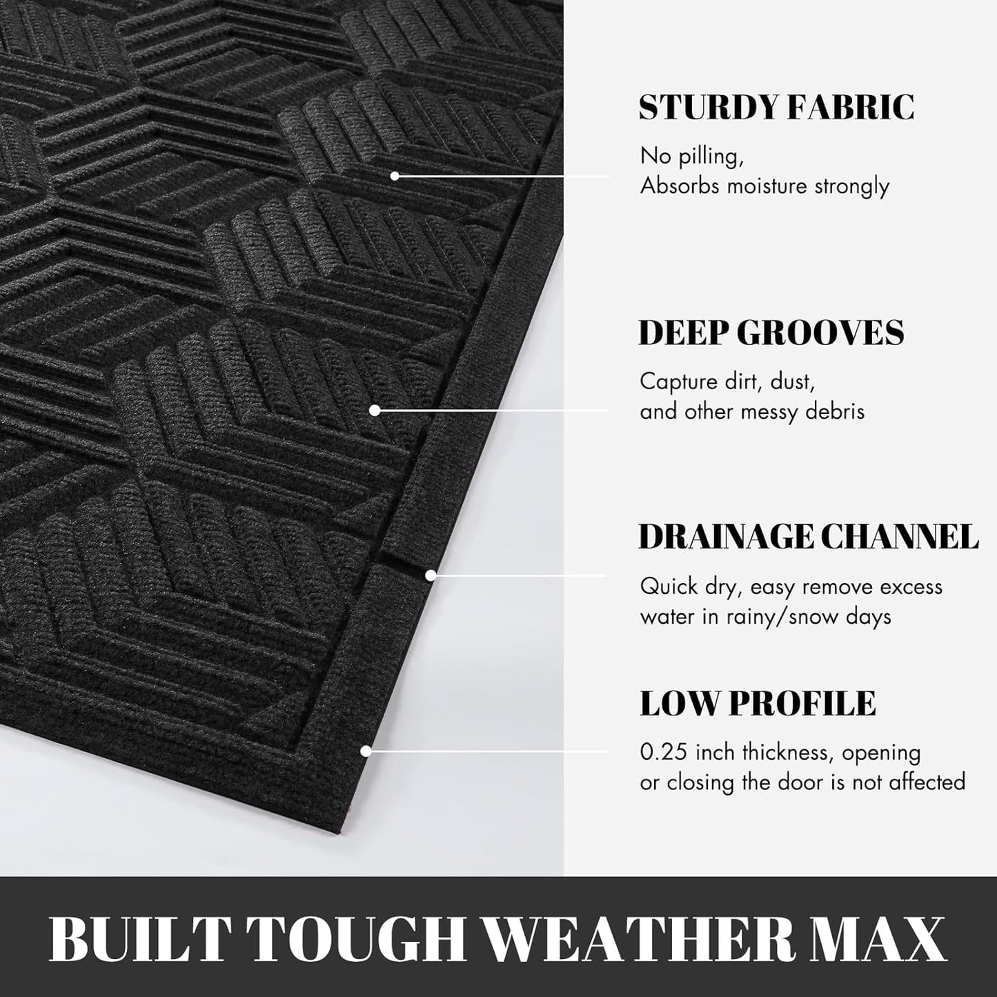 Yimobra Front Door Mat, All-Season Waterproof Outdoor Mat for Entrance with Drainage Holes, Heavy Duty Non-Slip Doormat for Garage Patio Entryway Indoor, 29.5x17, Red
