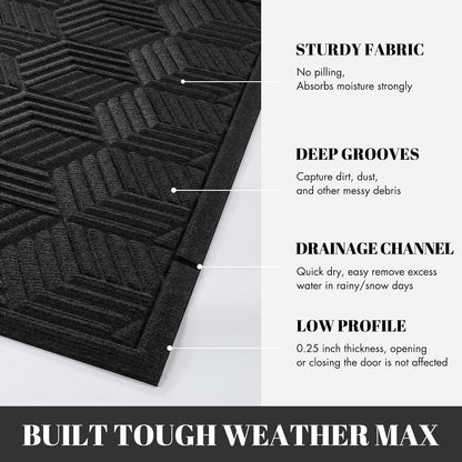Yimobra Front Door Mat, All-Season Waterproof Outdoor Mat for Entrance with Drainage Holes, Heavy Duty Non-Slip Doormat for Garage Patio Entryway Indoor, 29.5x17, Red