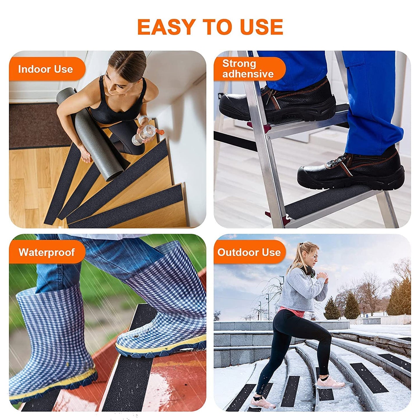 Qingluan Grip Tape, Heavy Duty Anti Slip Tape for Stairs Outdoor/Indoor Waterproof 4" x 33 ft, Safety Non-Slip Roll for Stair Step Traction Treads Stair Non Slip Strips Grey