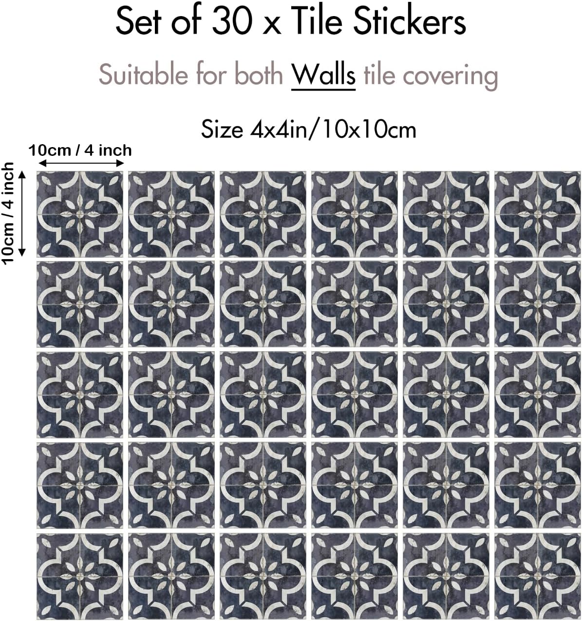 Peel‑and‑Stick Kitchen Backsplash Tiles, 30 PCS 4x4 Inch Neutral Boho Moroccan Decals – Self‑Adhesive Waterproof Vinyl Stickers for Walls & Stair Risers, Easy DIY Upgrade (Beige)