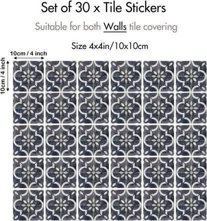 Peel‑and‑Stick Kitchen Backsplash Tiles, 30 PCS 4x4 Inch Neutral Boho Moroccan Decals – Self‑Adhesive Waterproof Vinyl Stickers for Walls & Stair Risers, Easy DIY Upgrade (Beige)