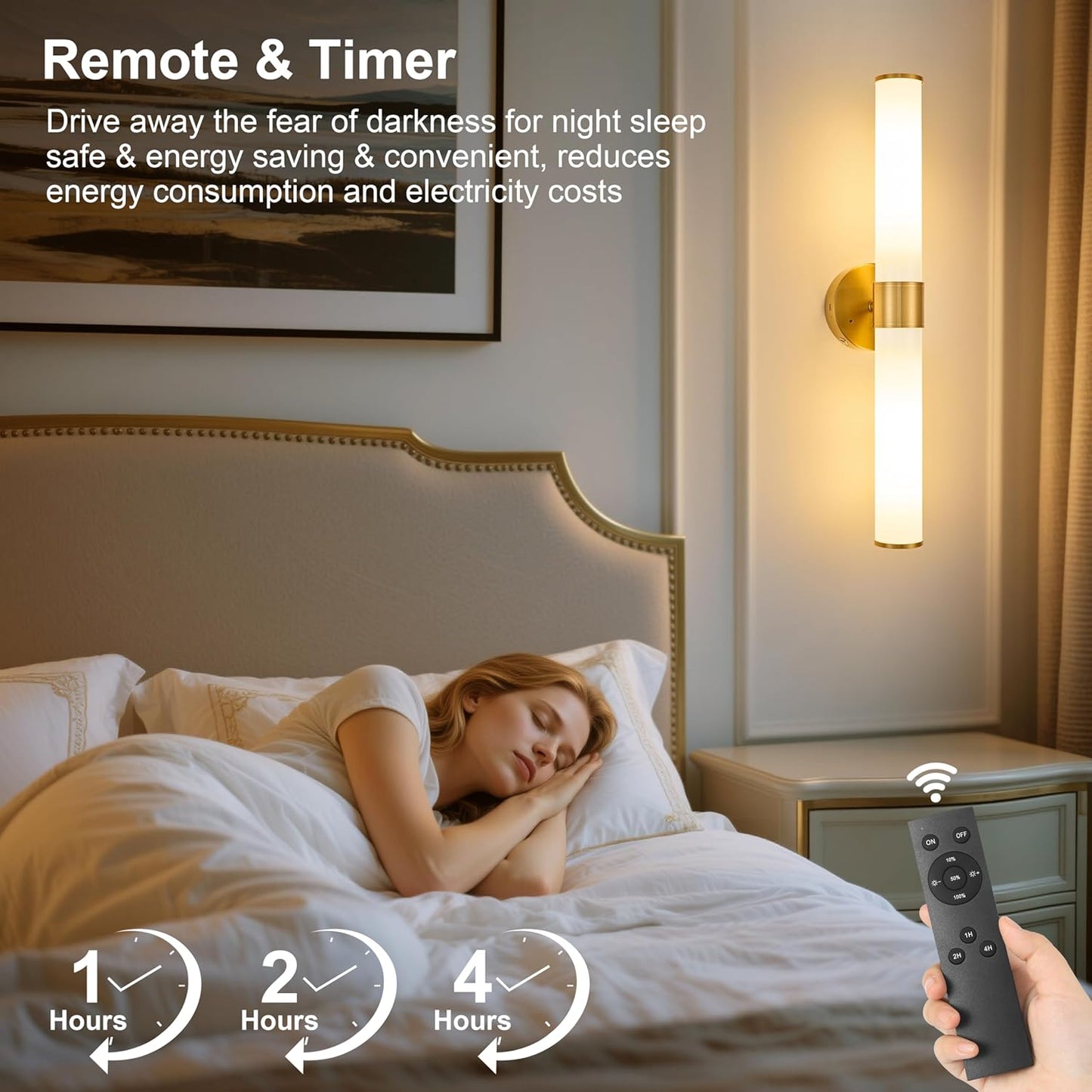 Morauroral Gold Battery Operated Wall Sconces Set of Two, Rechargeable Wall Sconce with Dimmable Remote Control, 20 Inch Wireless Sconce Wall Light for Bedroom, Living Room (Bulbs Included)