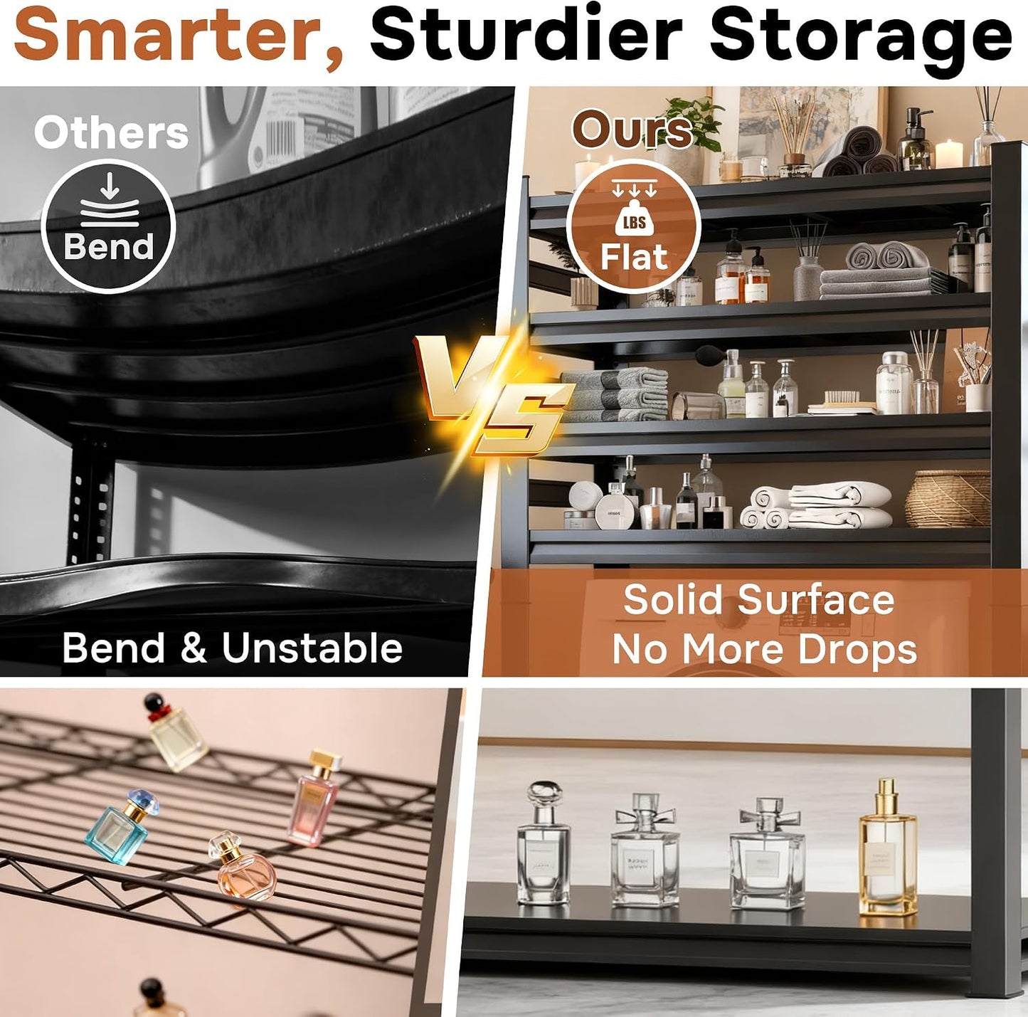 Laundry Room Storage Organizer, Over The Washer and Dryer Storage Shelves for Laundry Organization, 35.4" W x 15.7" D x 71.2" H, Suit Washing Machine Width Within 35.4", Hold 500 lb, Black