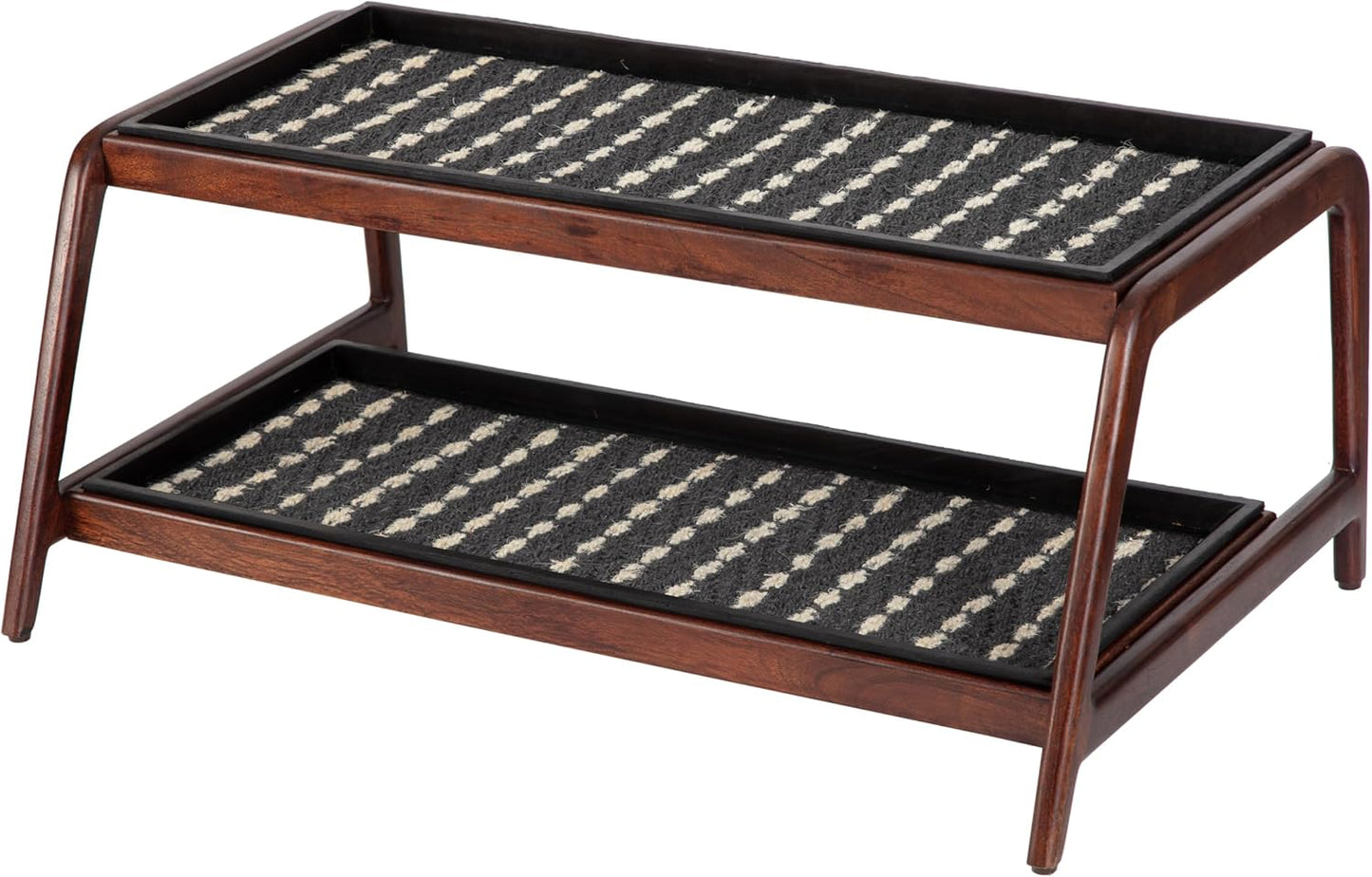 Anji Mountain Heavy Duty Waterproof Wooden Shoe Storage Mat Organizer/Boot Storage Tray Multi Use for Entryway with Coir, Gray and Ivory Insert, 1 Tier, Fits 2 Pair (26.5" Wide)