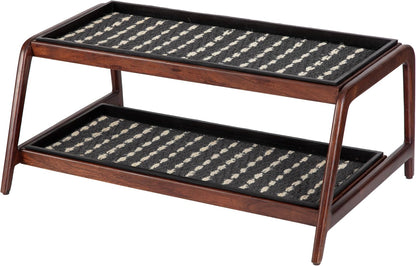 Anji Mountain Heavy Duty Waterproof Wooden Shoe Storage Mat Organizer/Boot Storage Tray Multi Use for Entryway with Coir, Gray and Ivory Insert, 1 Tier, Fits 2 Pair (26.5" Wide)