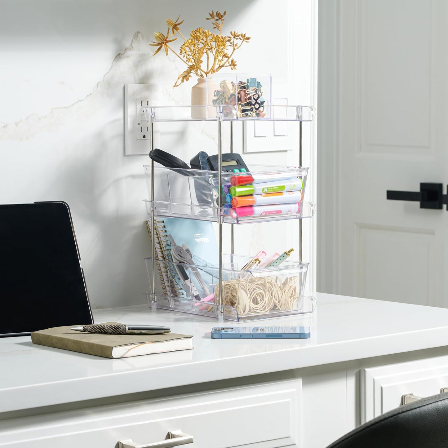 3 Tier Clear Under Bathroom Sink Organizer Pull Out Drawer | Bathroom Cabinet Under Sink storage | Under Vanity Organizer | Medicine Cabinet Storage | (2 Pack)