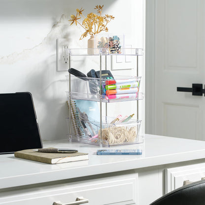 3 Tier Clear Under Bathroom Sink Organizer Pull Out Drawer | Bathroom Cabinet Under Sink storage | Under Vanity Organizer | Medicine Cabinet Storage | (2 Pack)