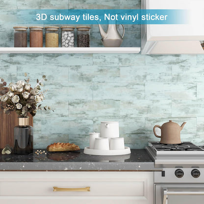 BeNice Peel and Stick Backsplash for Kitchen Tile,Peel and Stick Tiles for Walls Tile Stickers Waterproof Marble Tile Backsplash 3.85"x11.73"(16Tiles) White Gray