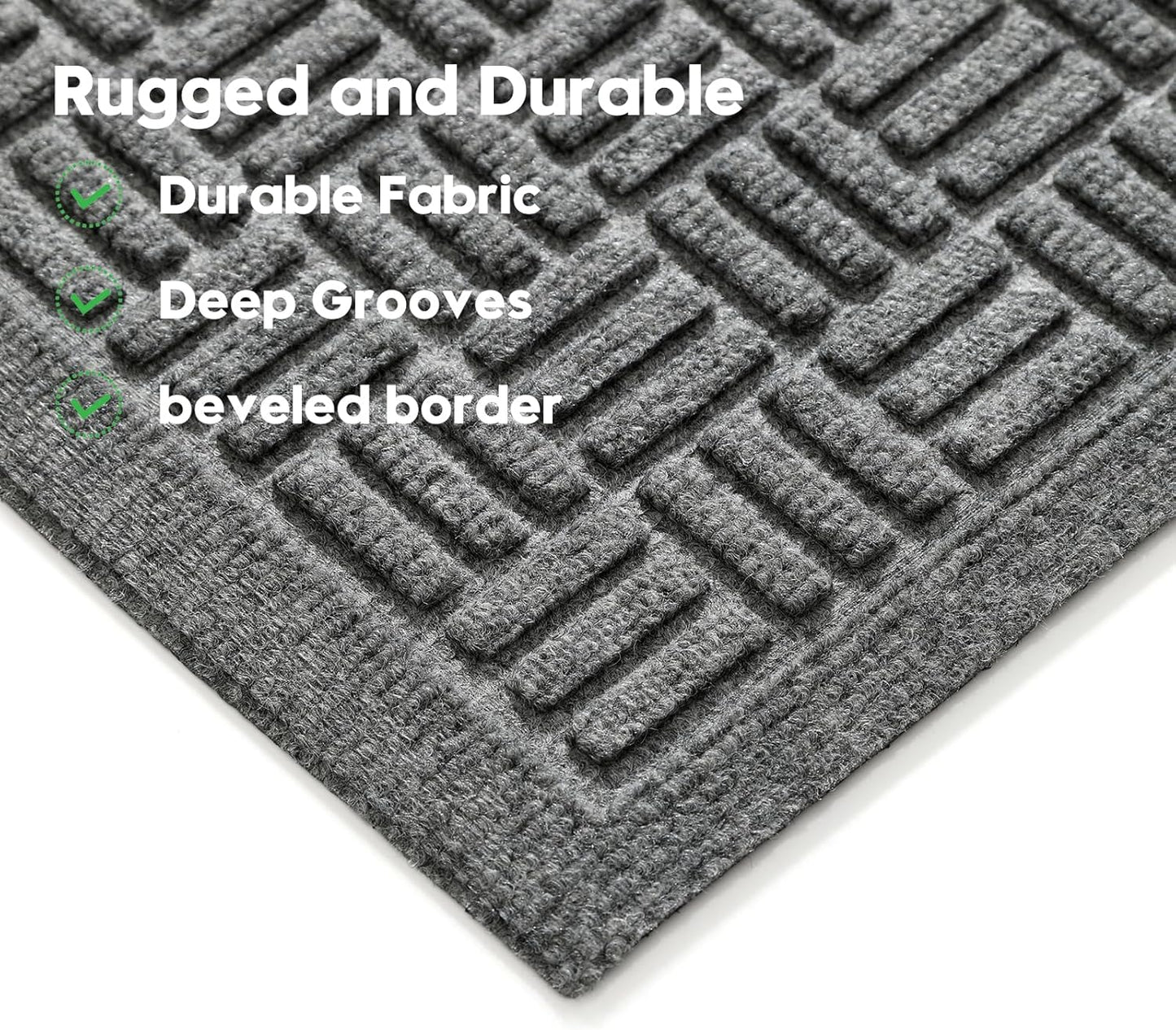 Mibao Front Door Mat, Heavy Duty Durable Welcome Mat for Outdoor Indoor, Dirt Trapper Waterproof Super Absorbent Door Mat for Entryway Outside Patio Porch, 29.5" x 17", Grey