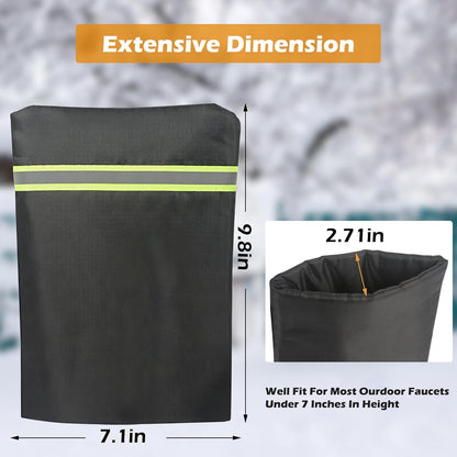 Outdoor Faucet Covers for Winter, Pro 9.8" H x 7.1" W Outside Faucet Cover Freeze Protection, Upgraded Reusable Spigot Covers Winter Insulated for Outside Faucet with Reflective Strip, 4 Pack Black