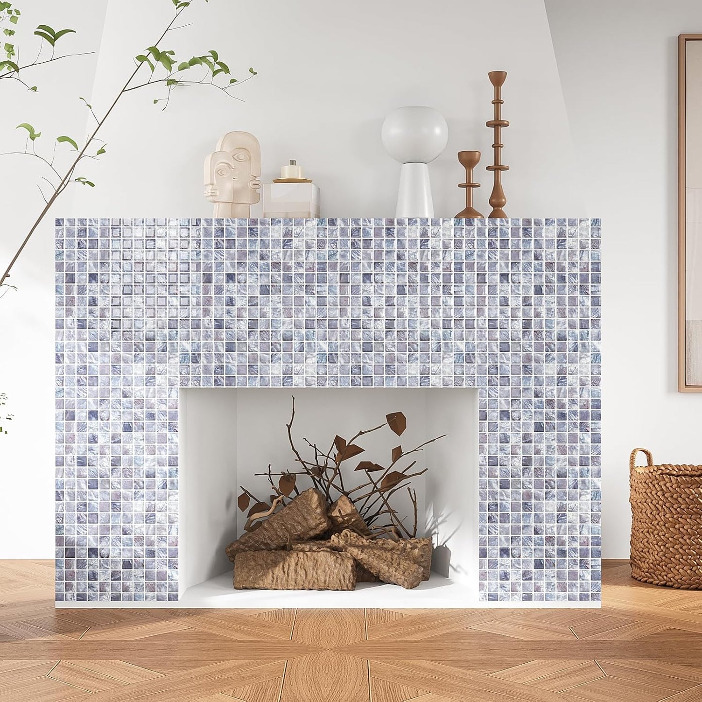 VEELIKE Cream Beige Mosaic Peel and Stick Backsplash for Kitchen Backsplash Tiles Peel and Stick Waterproof Wall Tile Stickers 12''x12'' 6 Sheet Removable Self Stick on Backsplash for Kitchen Bathroom