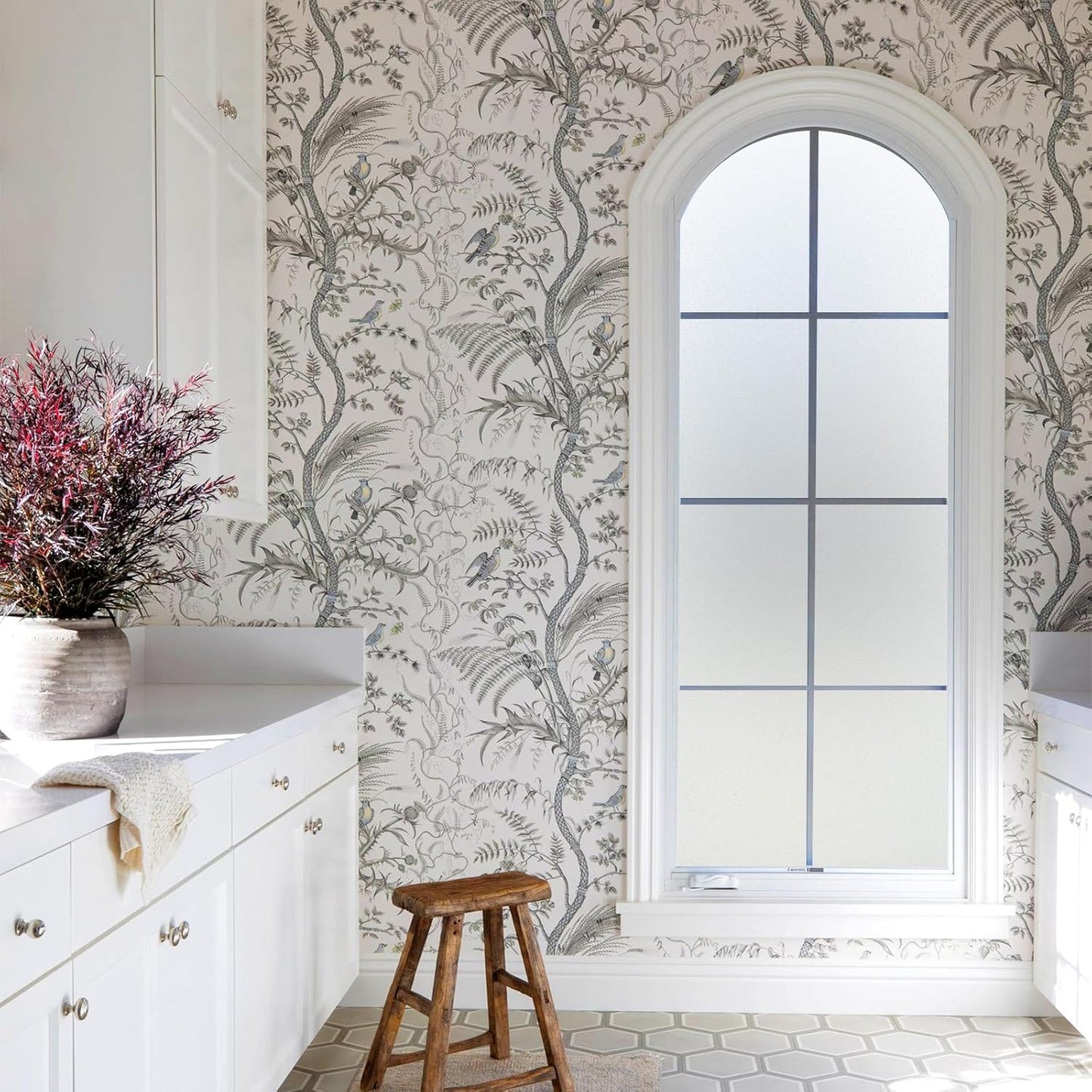 DOWELL Window Privacy Film, Frosted Glass Window Film, Static Cling Non-Adhesive Glass Clings, Sun Blocking Opaque Coverings, Reusable Door Stickers for Bathroom Home Office, Pure, 17.5" x 78.7"