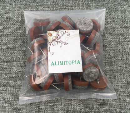 ALIMITOPIA 40pcs Furniture Felt Pad Heavy Duty Nail-on Chiar Slider Glide Pad Floor Protector for Wooden Furniture Chair Tables Leg Feet(Φ18mm or 0.7";Brown)
