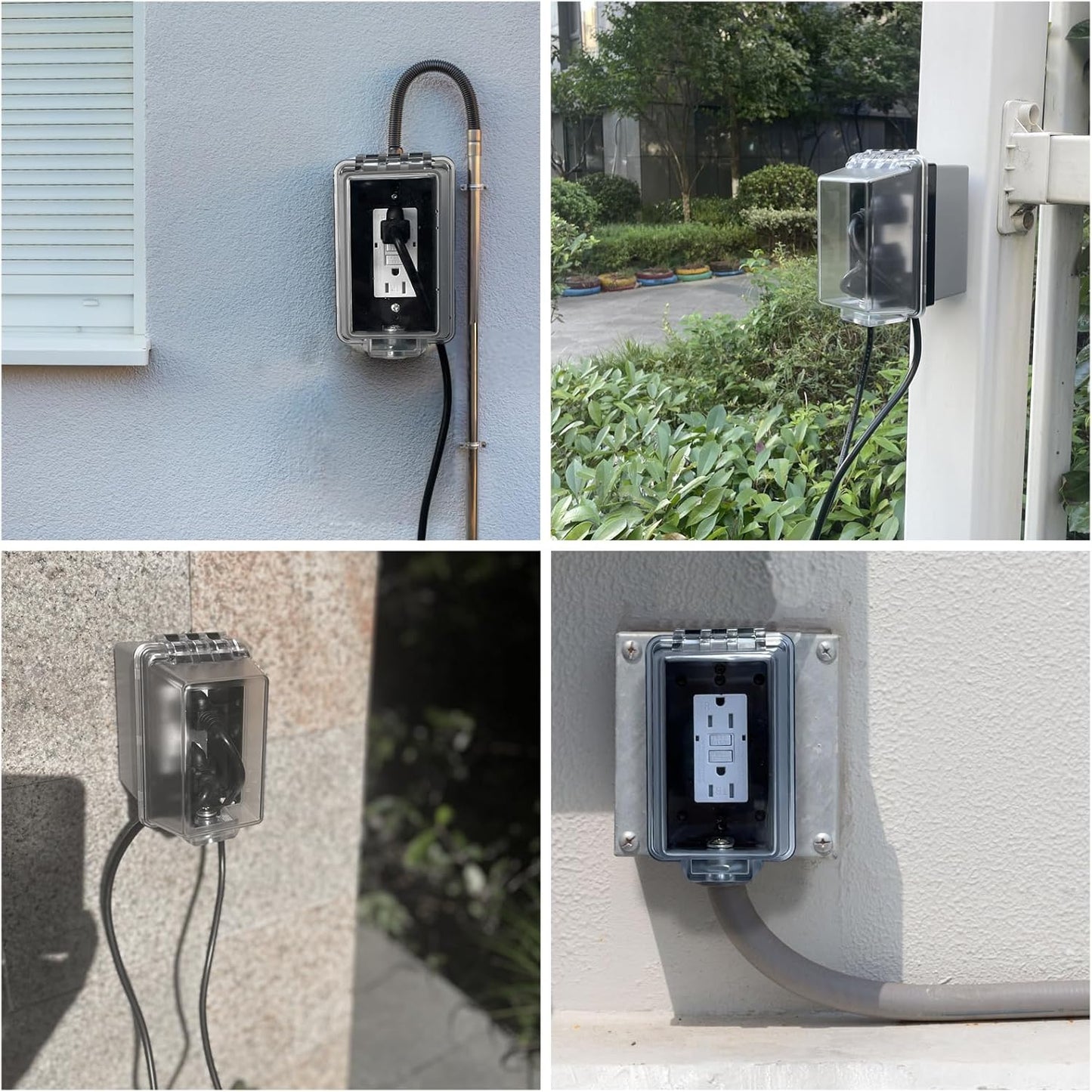 Universal Weatherproof Electrical Outlet Cover with Lock, Baby Proof Outlet Lock Box, Fits Most 2.6 "H x 2.56 "W or Smaller Plugs, Clear Outlet Waterproof Cover Box Fit for Outdoor In-Use