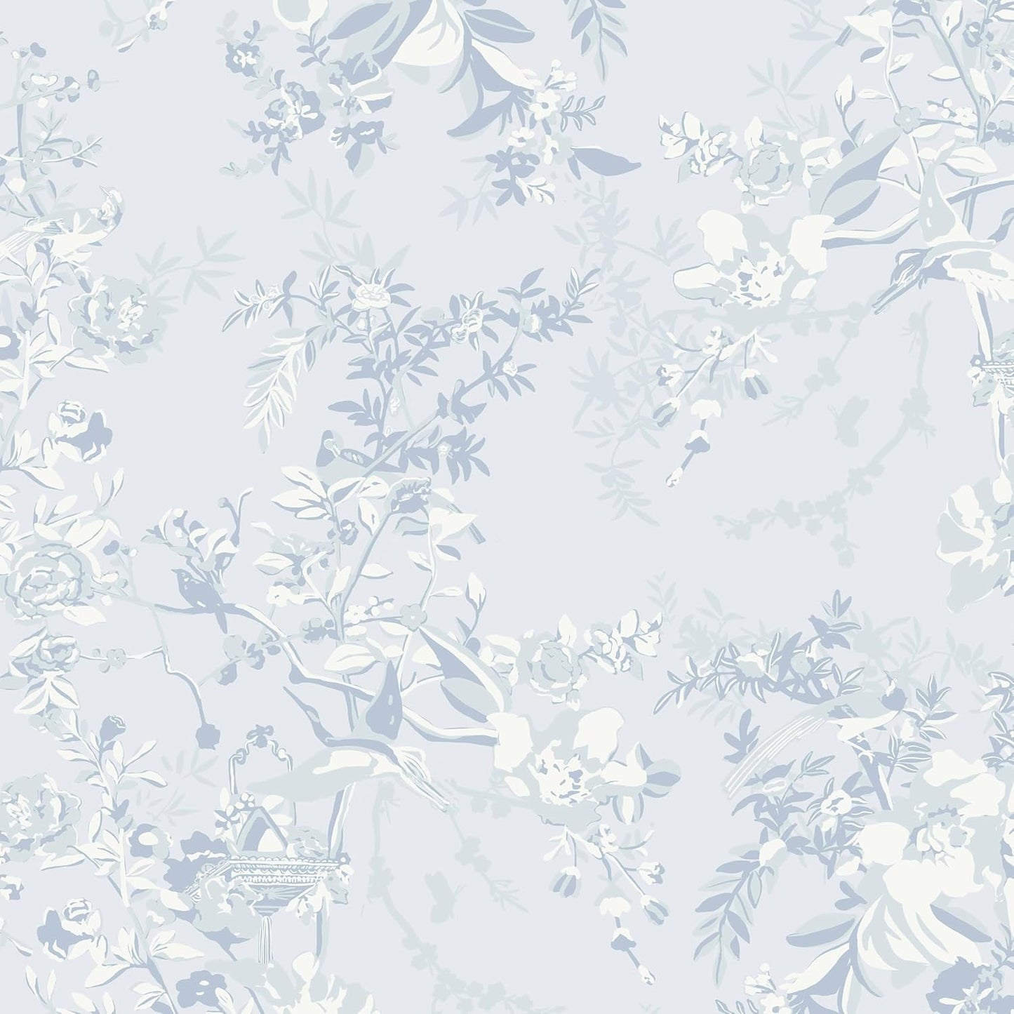 Dimoon 17.3''x78.7'' Vintage Peel and Stick Wallpaper Boho Beige Neutral Contact Paper White Floral Bird Wallpaper Removable Botanical Renter Friendly Modern Wall Paper Bedroom Bathroom Vinyl Roll