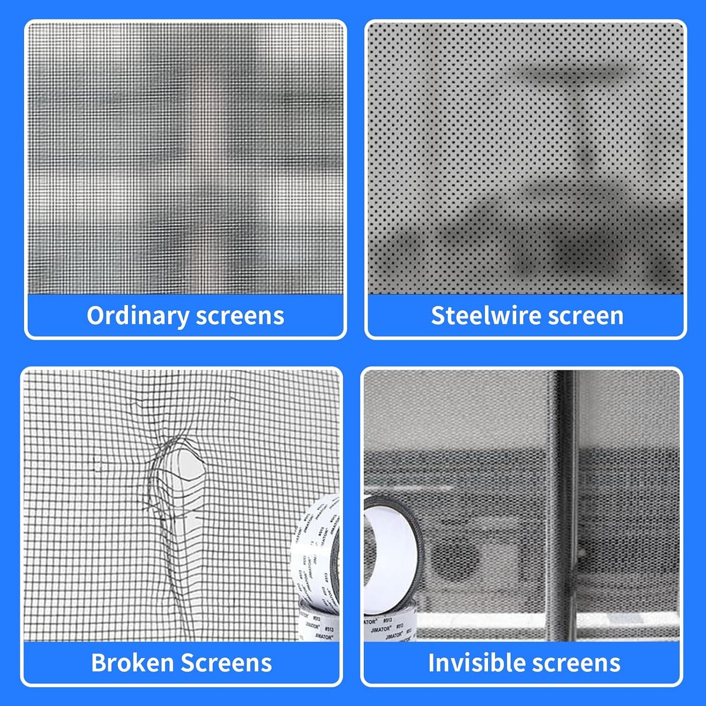 Benksaas Strong Adhesive Screen Repair Tape, 2025 Upgrade Screen Repair Kit Window Screen Repair Tape, Household Self-Adhesive Screen Tape Mesh Window Repair Patch for Doors, Windows (3 Colors)